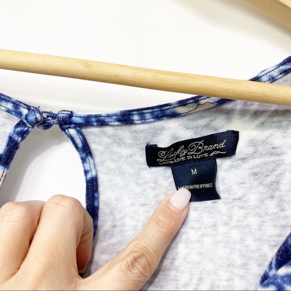 Lucky Brand-Navy White Floral Tank Romper M - Picture 5 of 8